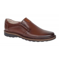 Pantofi barbati casual din piele naturala maro cu elasic - GKR480EM